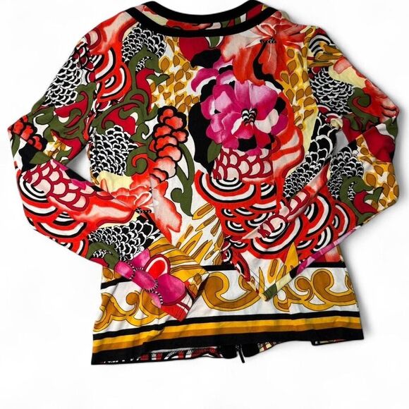 Joseph Ribkoff Women's Maximalist Floral Print Full Zip-up Cardigan Sz 10 - Picture 2 of 5